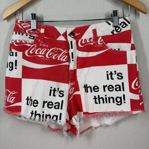 Women's Coca-Cola Red,‎ White, Black Raw Hem Shorts Size S